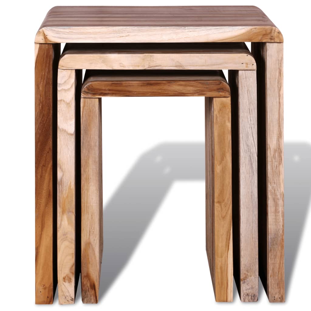 vidaXL Nesting Table Set 3 Pieces Reclaimed Teak | vidaXL.com
