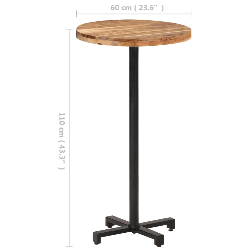 vidaXL Bar Table Round Ø23.6"x43.3" Solid Acacia Wood
