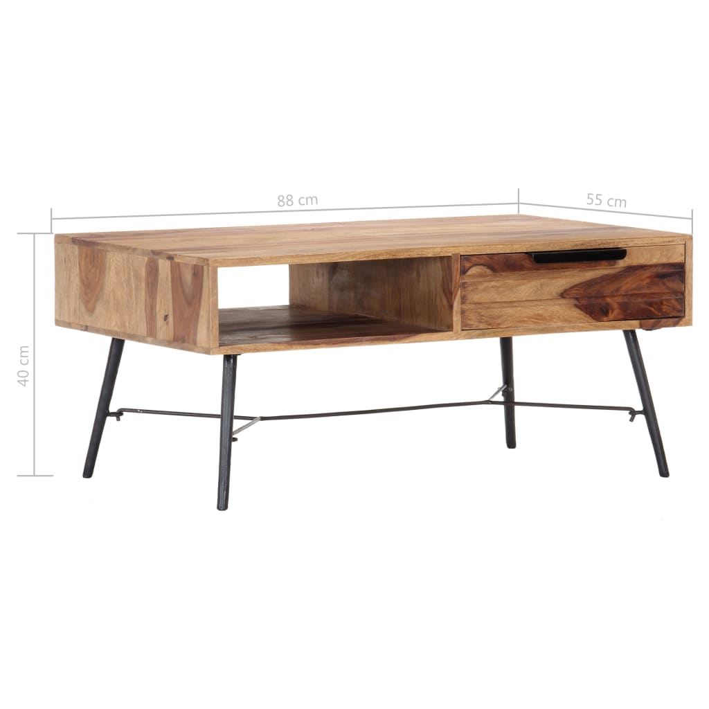 vidaXL Coffee Table 34.6"x21.7"x15.7" Solid Sheesham Wood
