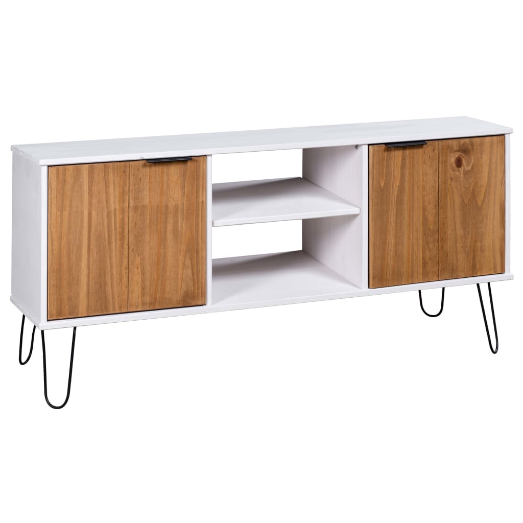 vidaXL TV Cabinet New York White and Light Wood Solid Pine Wood