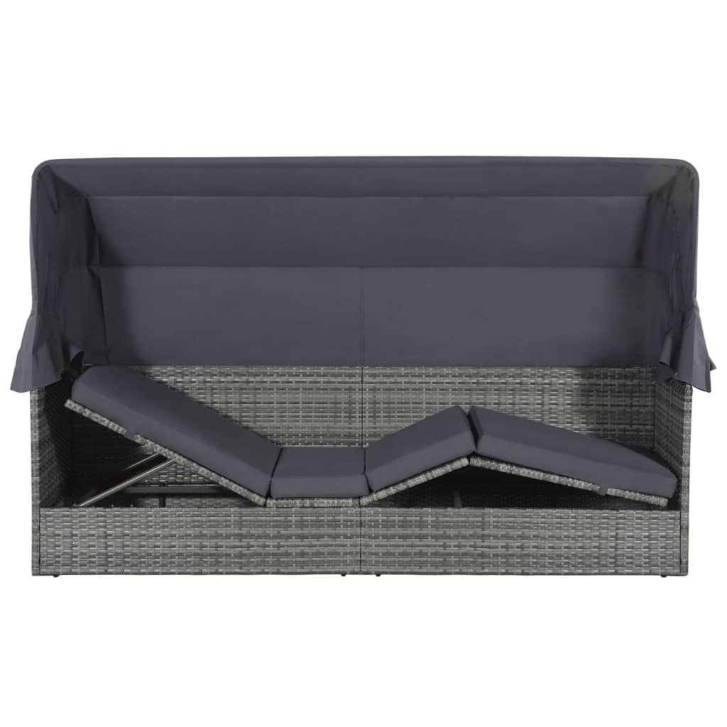 vidaXL Patio Bed with Canopy Gray 80.7"x24.4" Poly Rattan