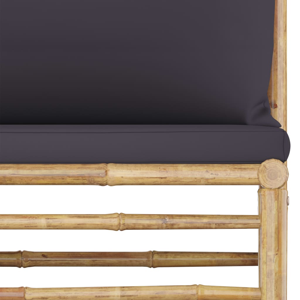 vidaXL 6 Piece Patio Lounge Set with Dark Gray Cushions Bamboo