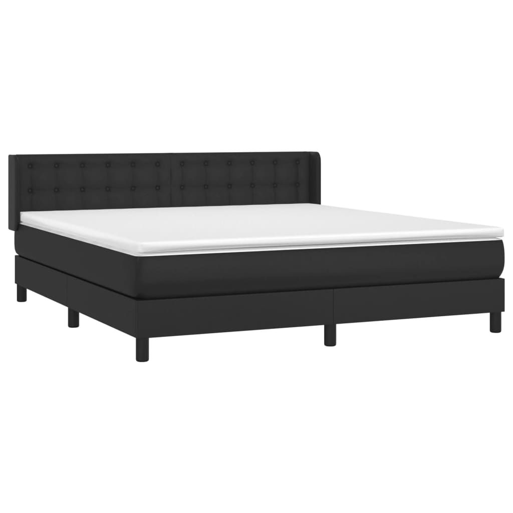 vidaXL Box Spring Bed with Mattress Black King Faux Leather