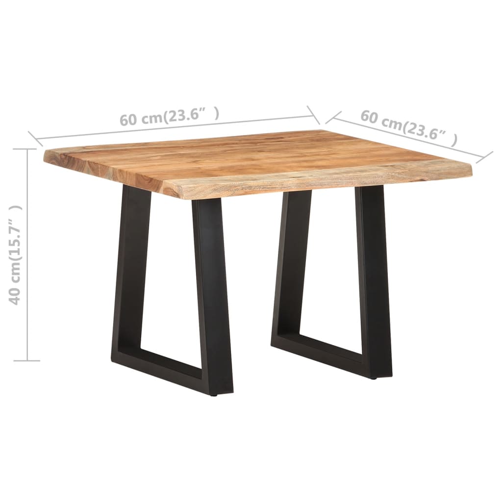 vidaXL Coffee Table with Live Edges 23.6"x23.6"x15.7" Solid Acacia Wood