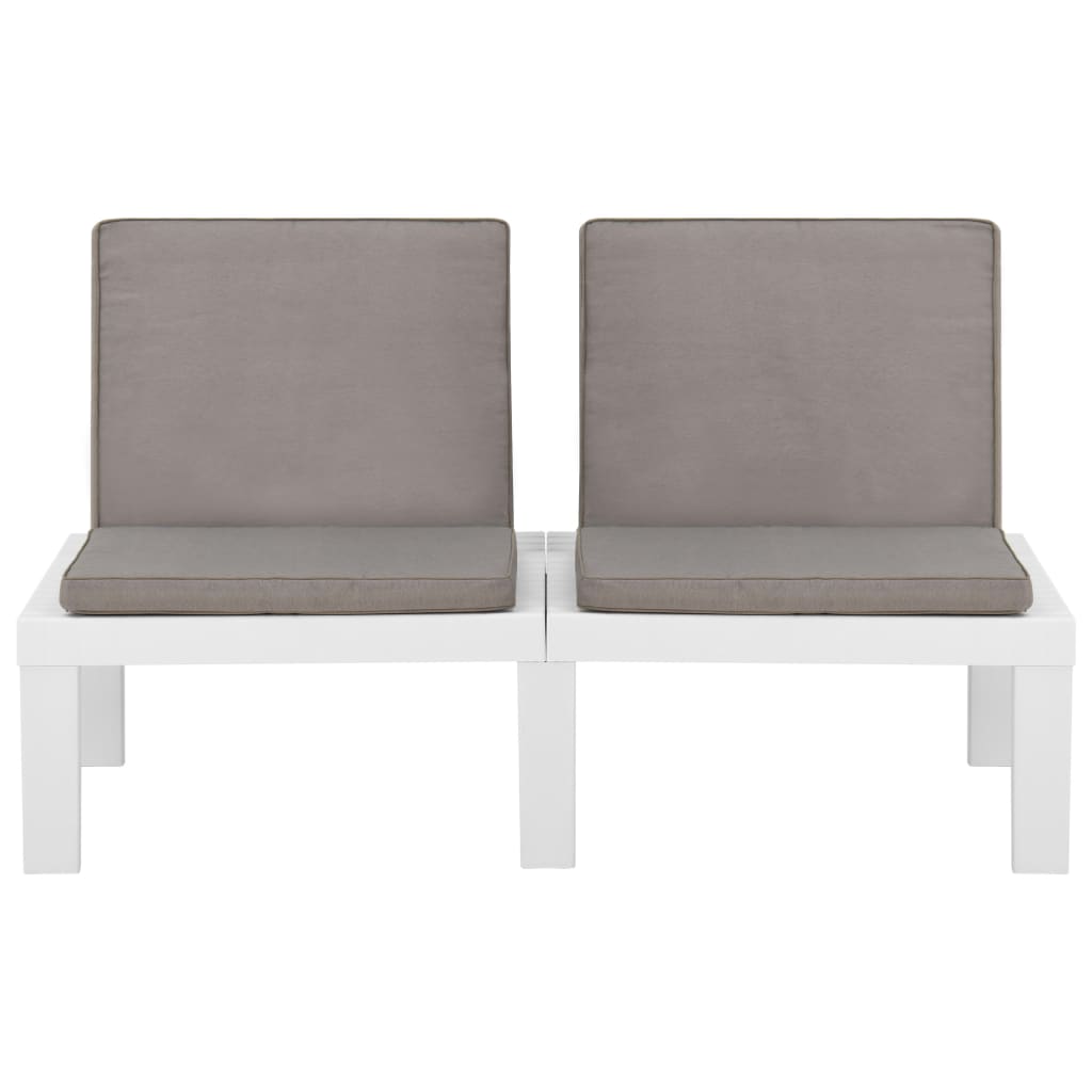 vidaXL 3 Piece Patio Lounge Set with Cushions Plastic White