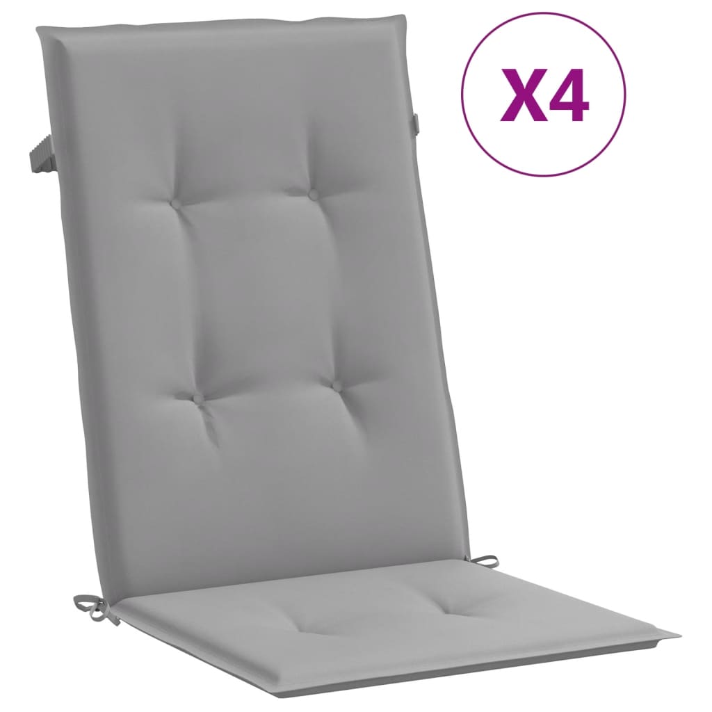vidaXL Garden Highback Chair Cushions 4 pcs Gray 47.2"x19.7"x1.2" Fabric