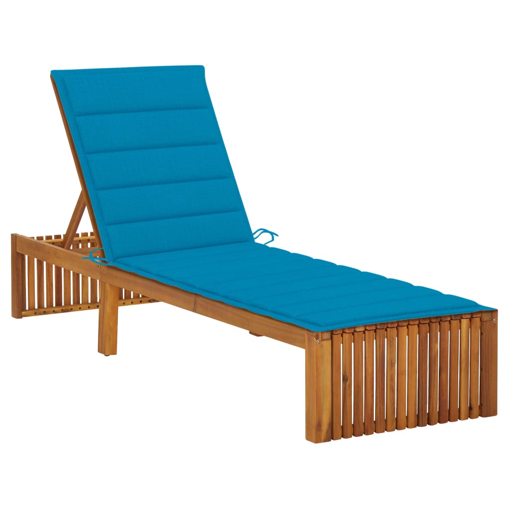 vidaXL Sun Lounger with Cushion Solid Wood Acacia