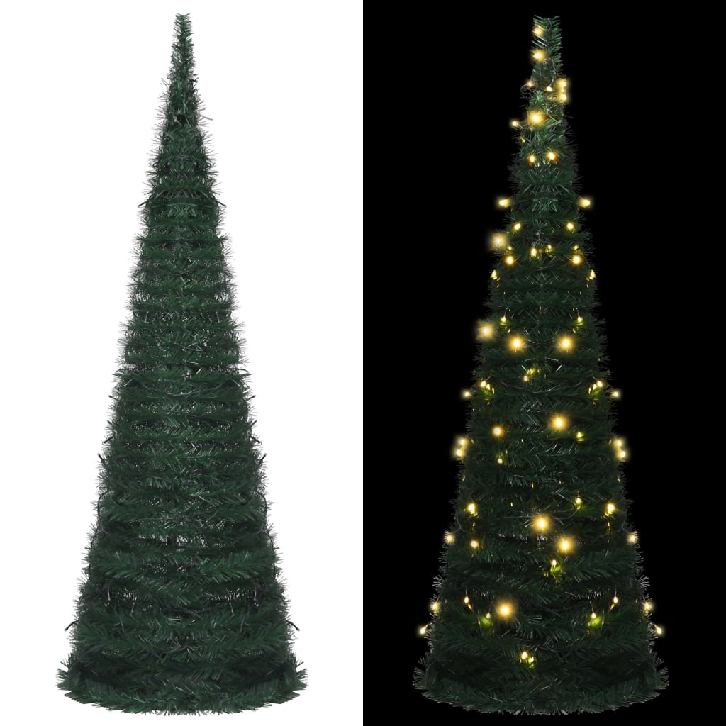 vidaXL Pop-up String Artificial Pre-lit Christmas Tree Green 6 ft