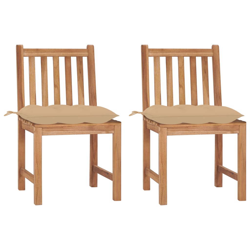 vidaXL Patio Chairs 2 pcs with Cushions Solid Teak Wood