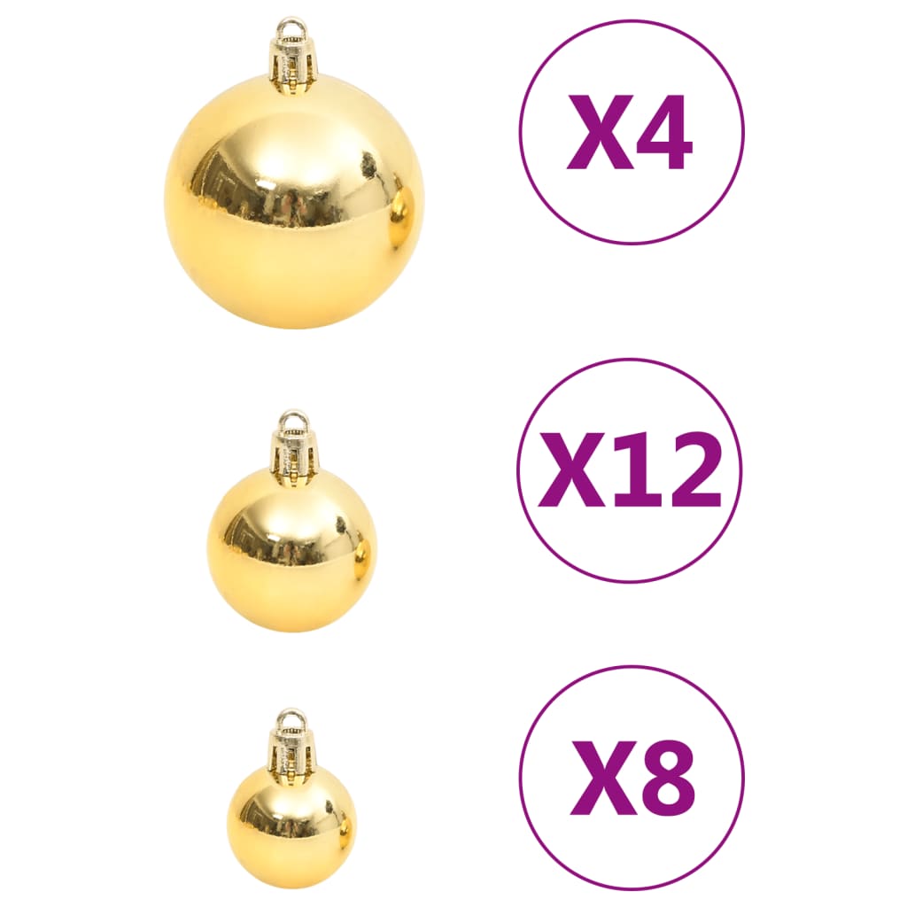 vidaXL 111 Piece Christmas Bauble Set Gold Polystyrene