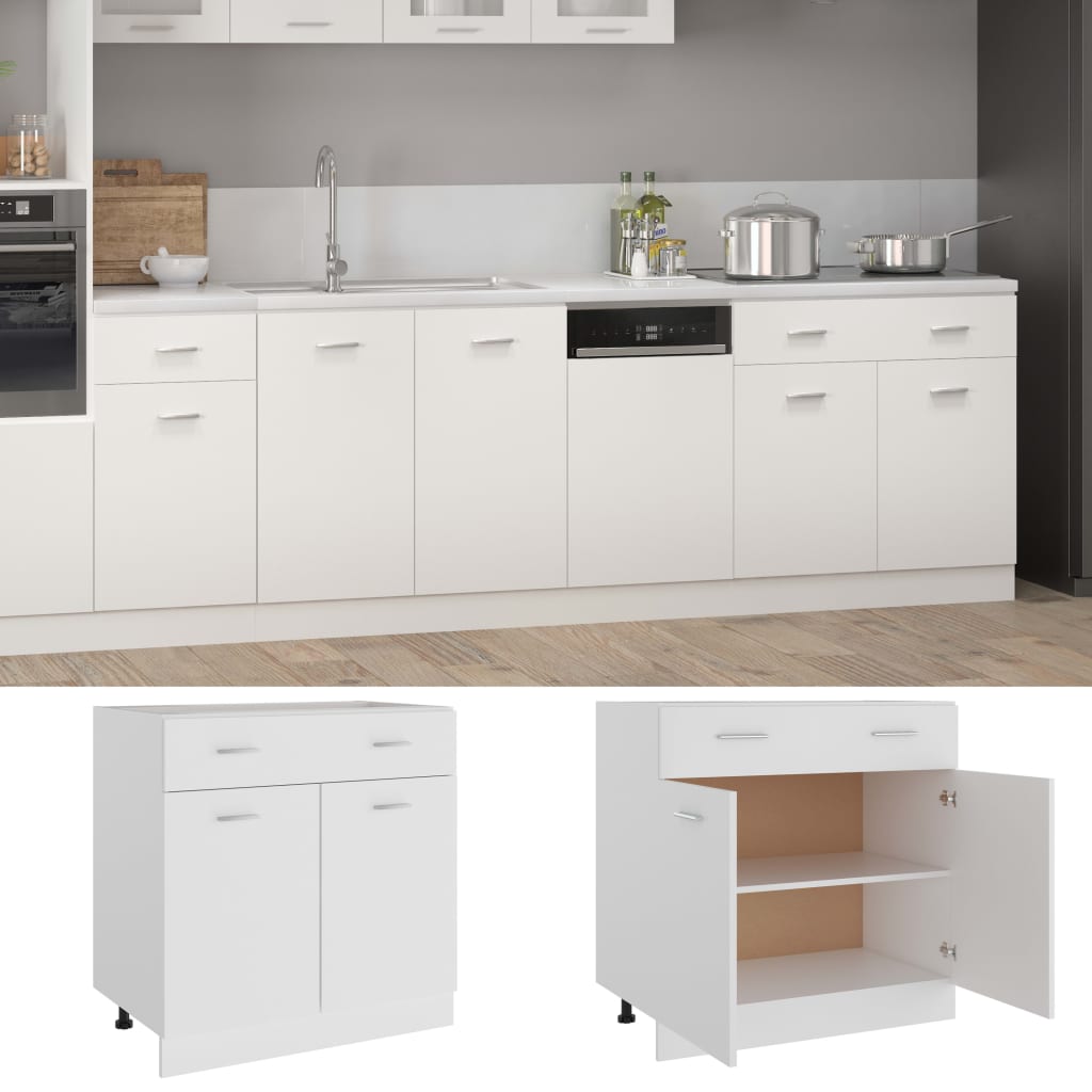 vidaXL Drawer Bottom Cabinet White 31.5"x18.1"x32.1" Engineered Wood