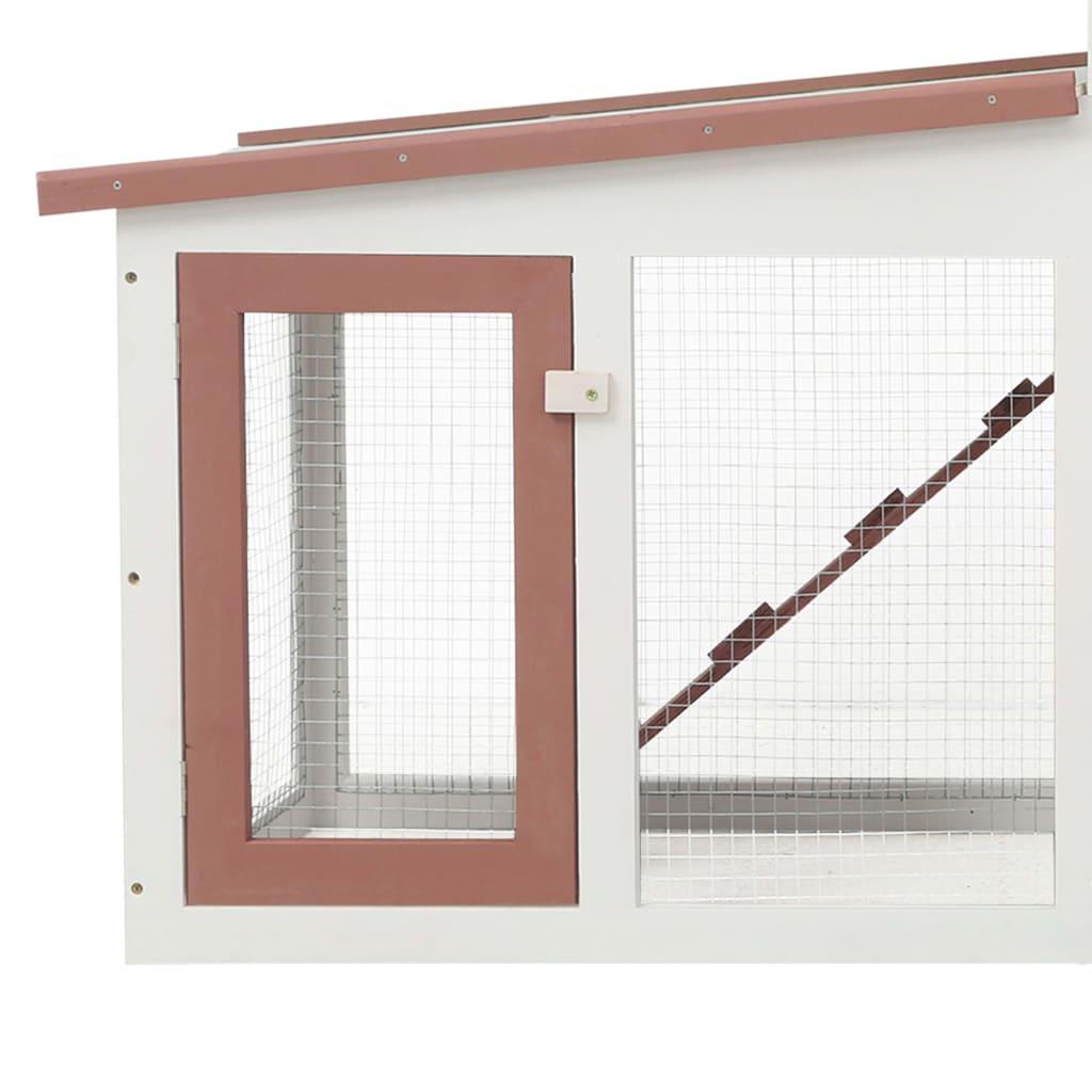 vidaXL Outdoor Large Rabbit Hutch Brown and White 80.3"x17.7"x33.5" Wood