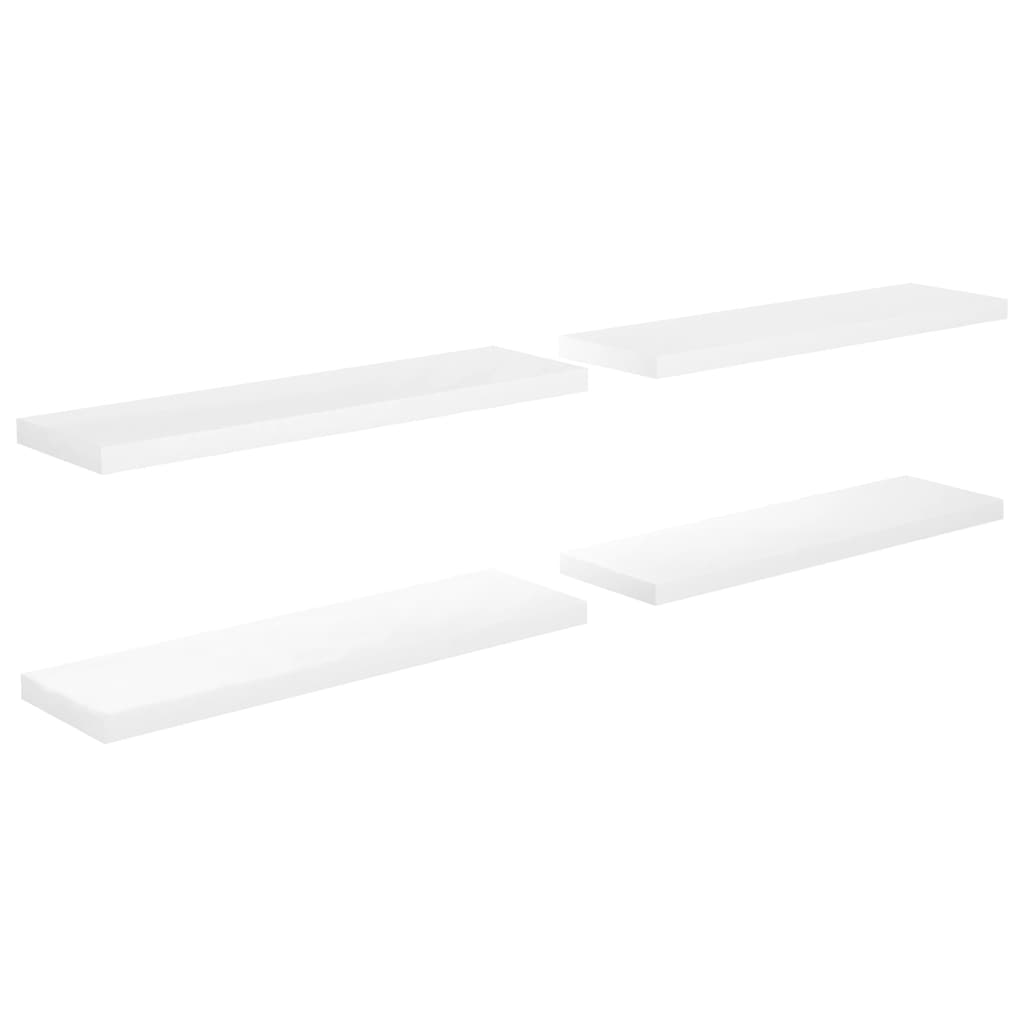 vidaXL Floating Wall Shelves 4 pcs High Gloss White 35.4"x9.3"x1.5" MDF