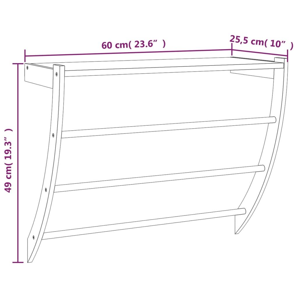 vidaXL Towel Rack 23.6"x10"x19.3" Solid Wood Walnut