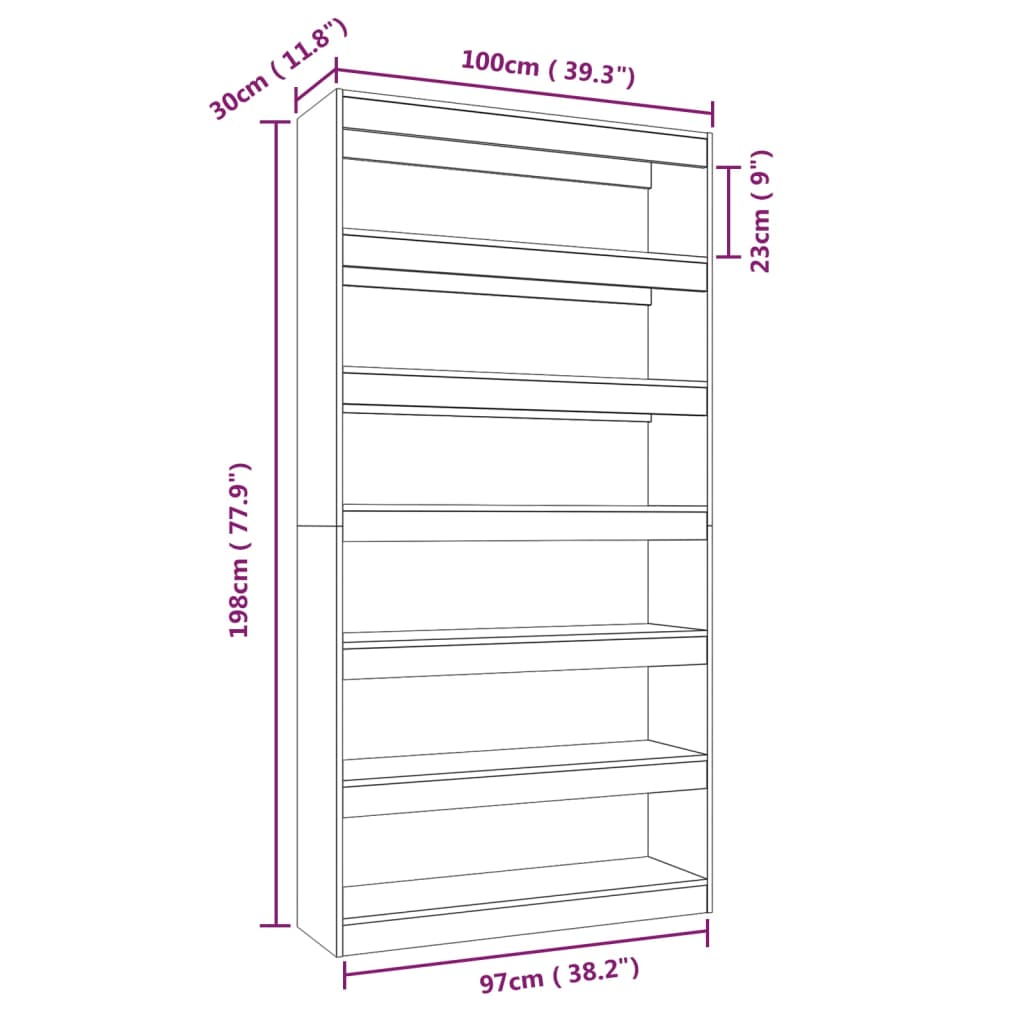 vidaXL Book Cabinet/Room Divider Smoked Oak 39.4"x11.8"x78" Engineered Wood