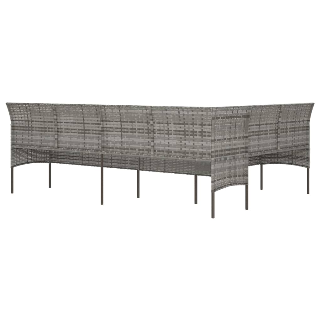 vidaXL L-shaped Patio Sofa with Cushions Gray Poly Rattan