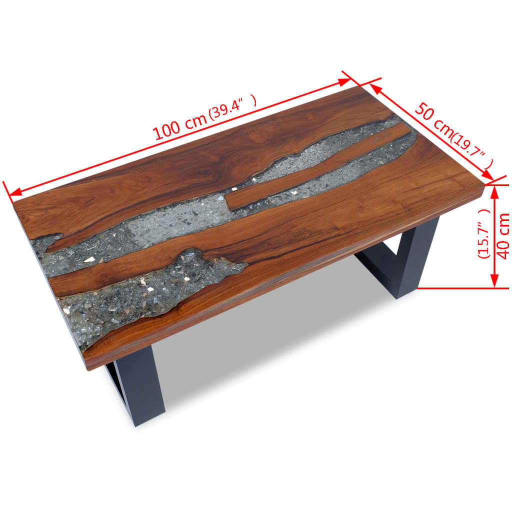 vidaXL Coffee Table Teak Resin 39.4"x19.7"