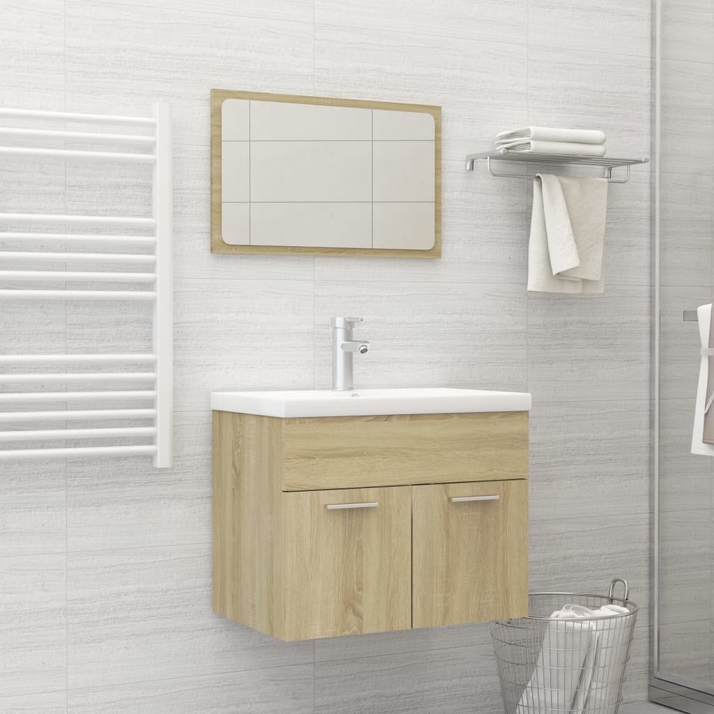 vidaXL 2 Piece Bathroom Furniture Set Sonoma Oak Engineered Wood