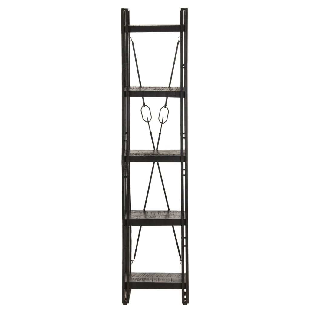 vidaXL 5-Tier Bookcase Black 15.7"x11.8"x70.9" Solid Mango Wood