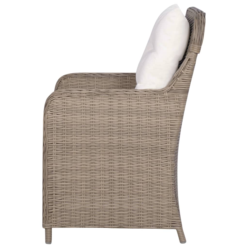 vidaXL Patio Chairs with Cushions 2 pcs Poly Rattan Brown