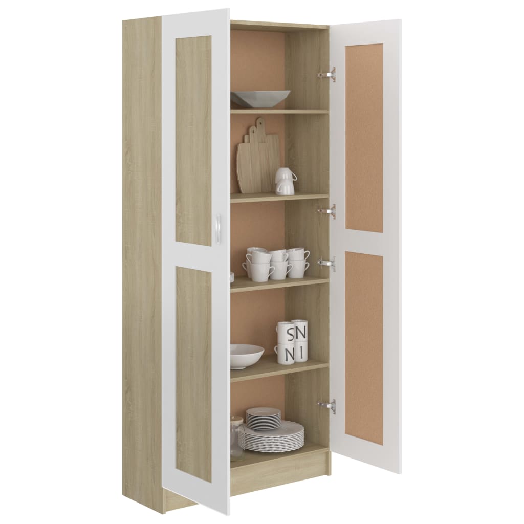 Details about   vidaXL Book Cabinet White and Sonoma Oak 32.5"x12"x45.3" Chipboard 