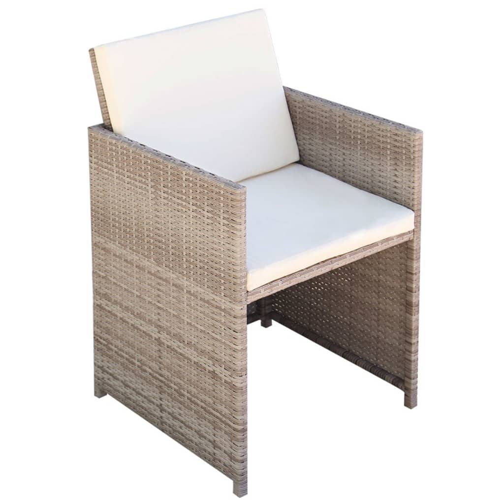 vidaXL Patio Chairs 2 pcs with Cushions and Pillows Poly Rattan Beige