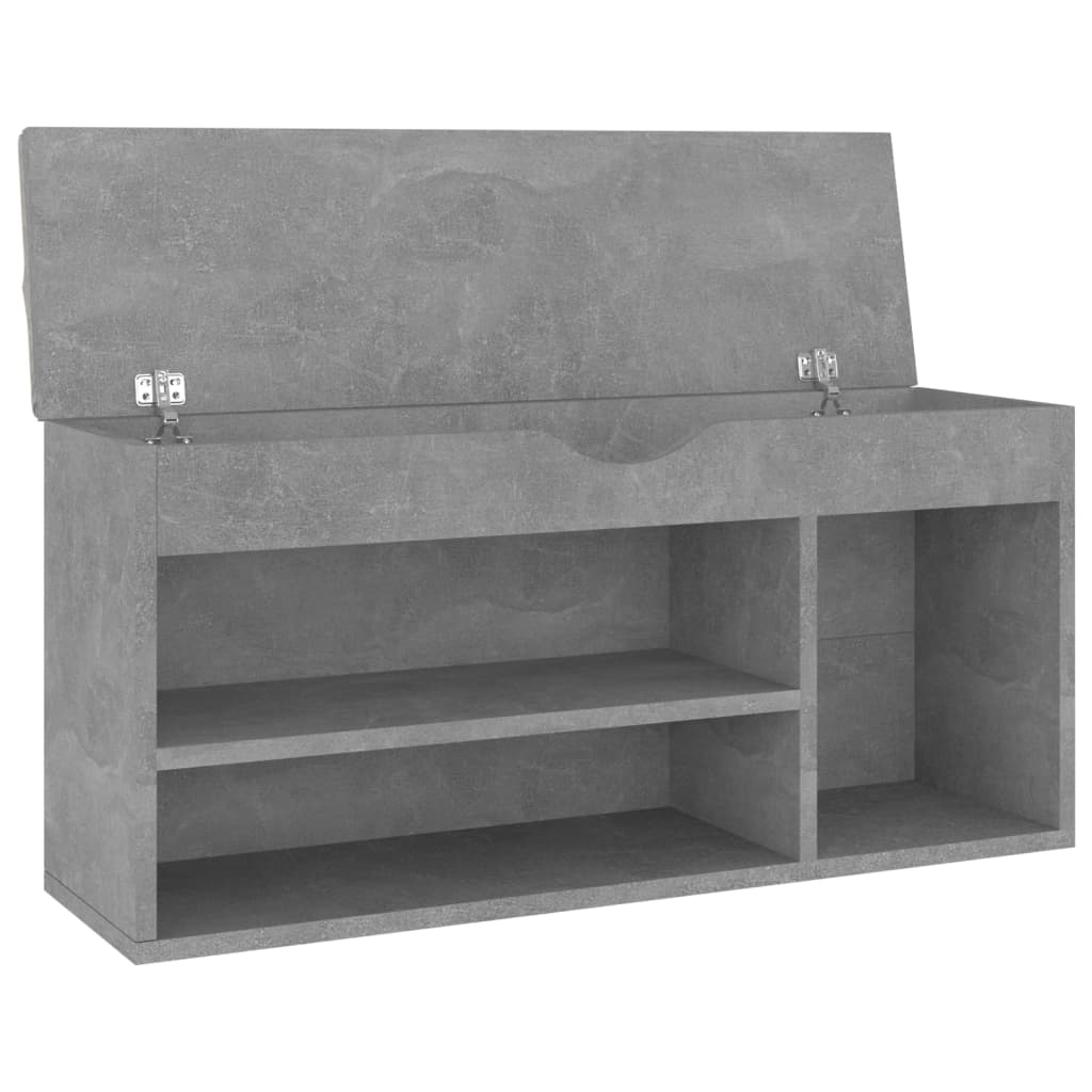 vidaXL Shoe Bench with Cushion Concrete Gray 40.9"x11.8"x19.3" Engineered Wood
