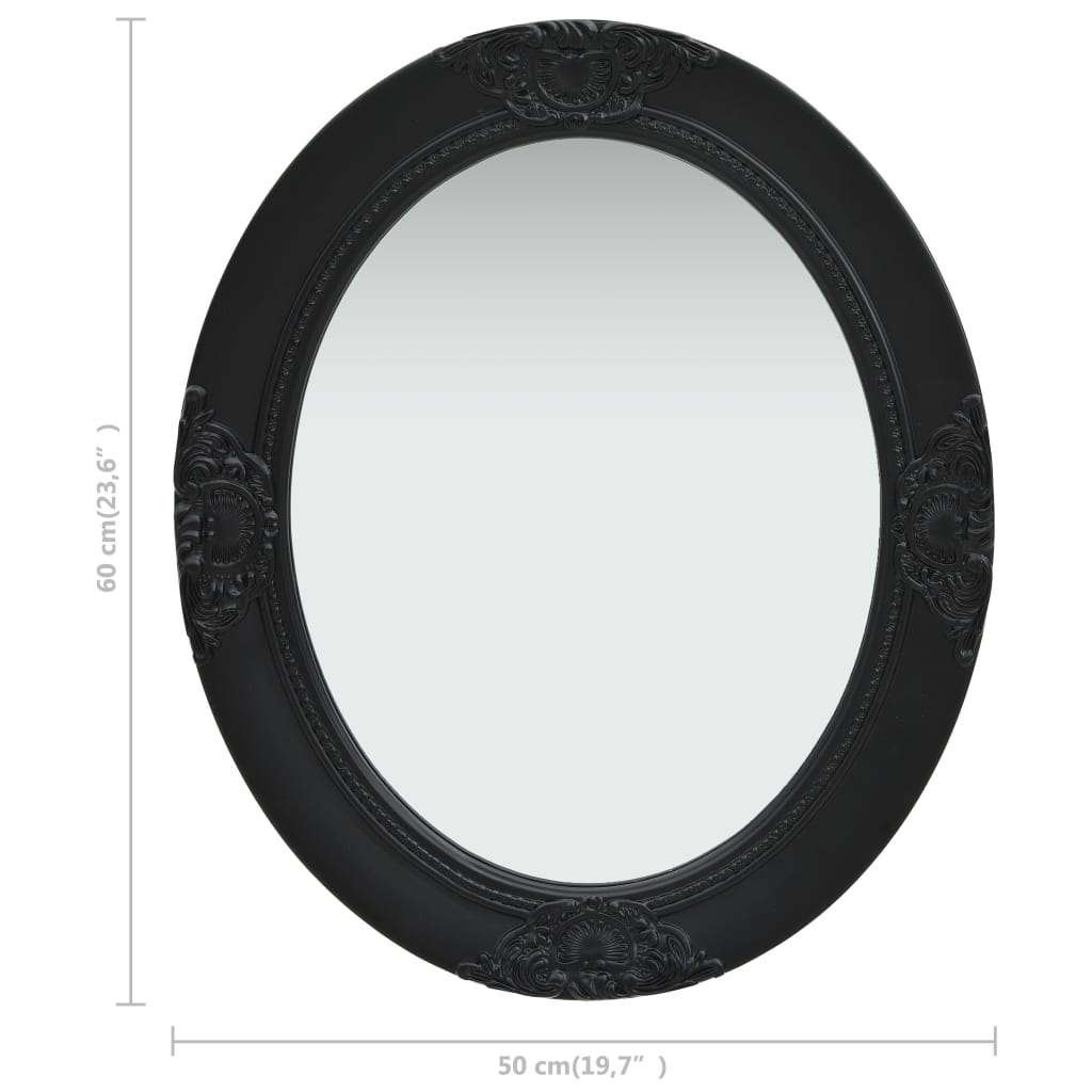 vidaXL Wall Mirror Baroque Style 19.7"x23.6" Black