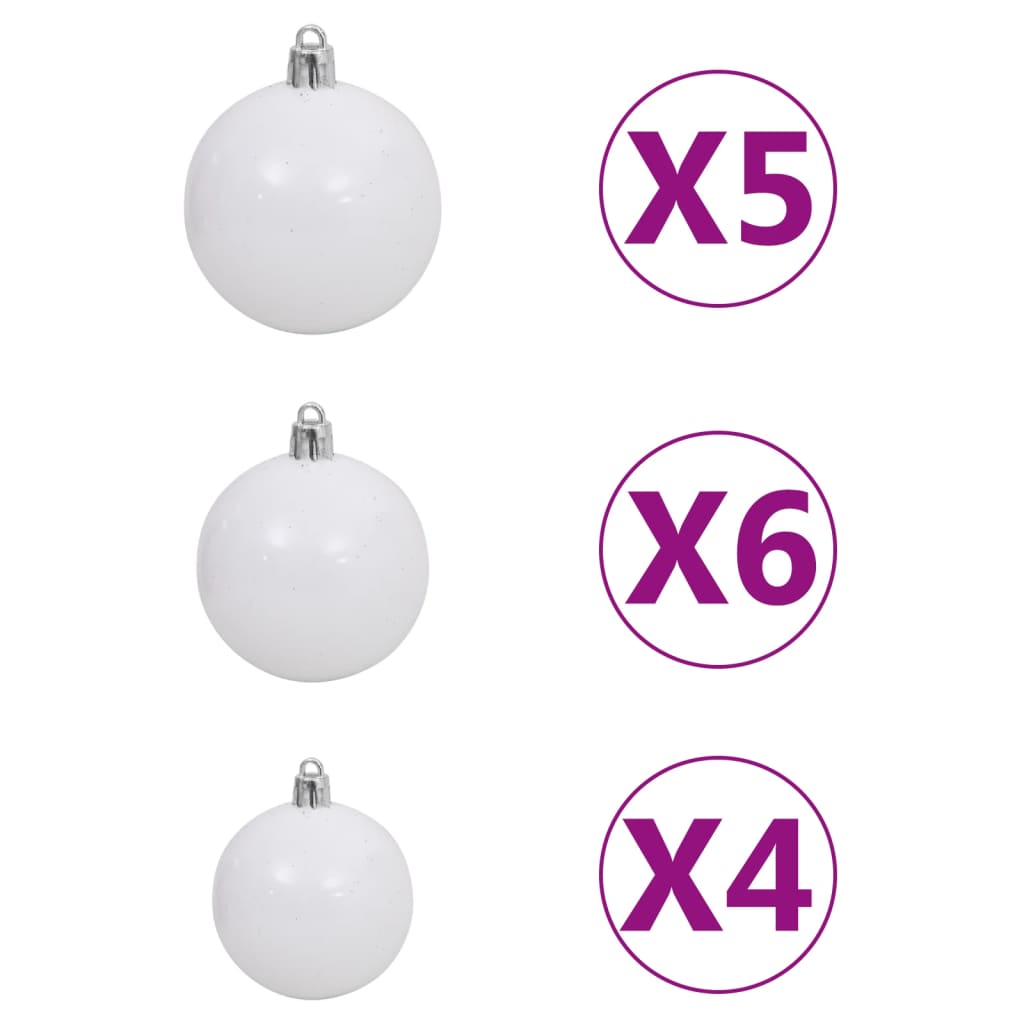 vidaXL Artificial Christmas Tree 150 LEDs&Ball Set&Flocked Snow 47.2"