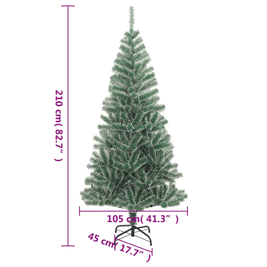 vidaXL Artificial Christmas Tree with Flocked Snow Green 82.7"
