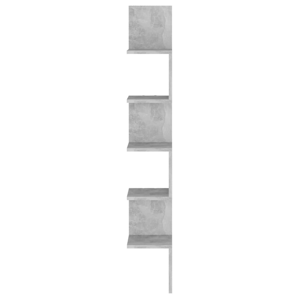 vidaXL Wall Corner Shelf Concrete Gray 7.9"x7.9"x50.2" Engineered Wood