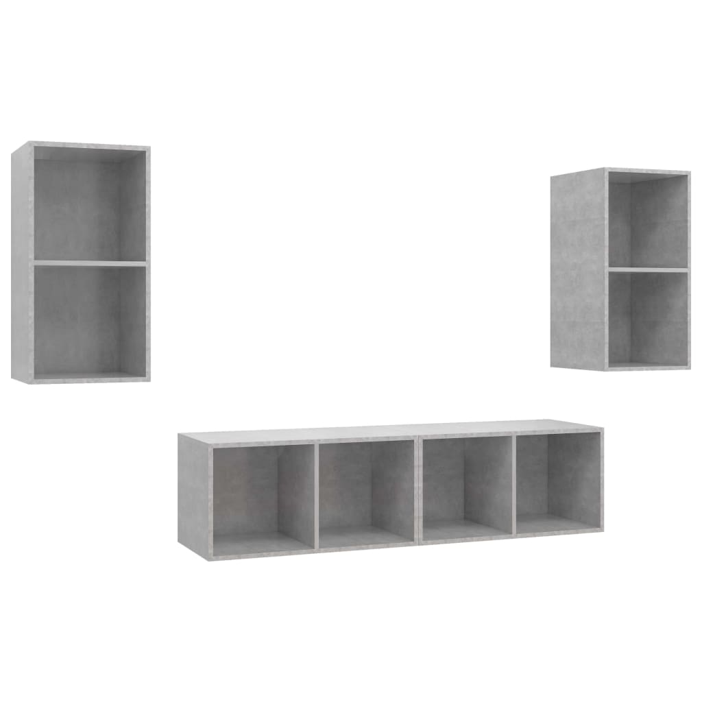 vidaXL Wall-mounted TV Stands 4 pcs Concrete Gray Engineered Wood