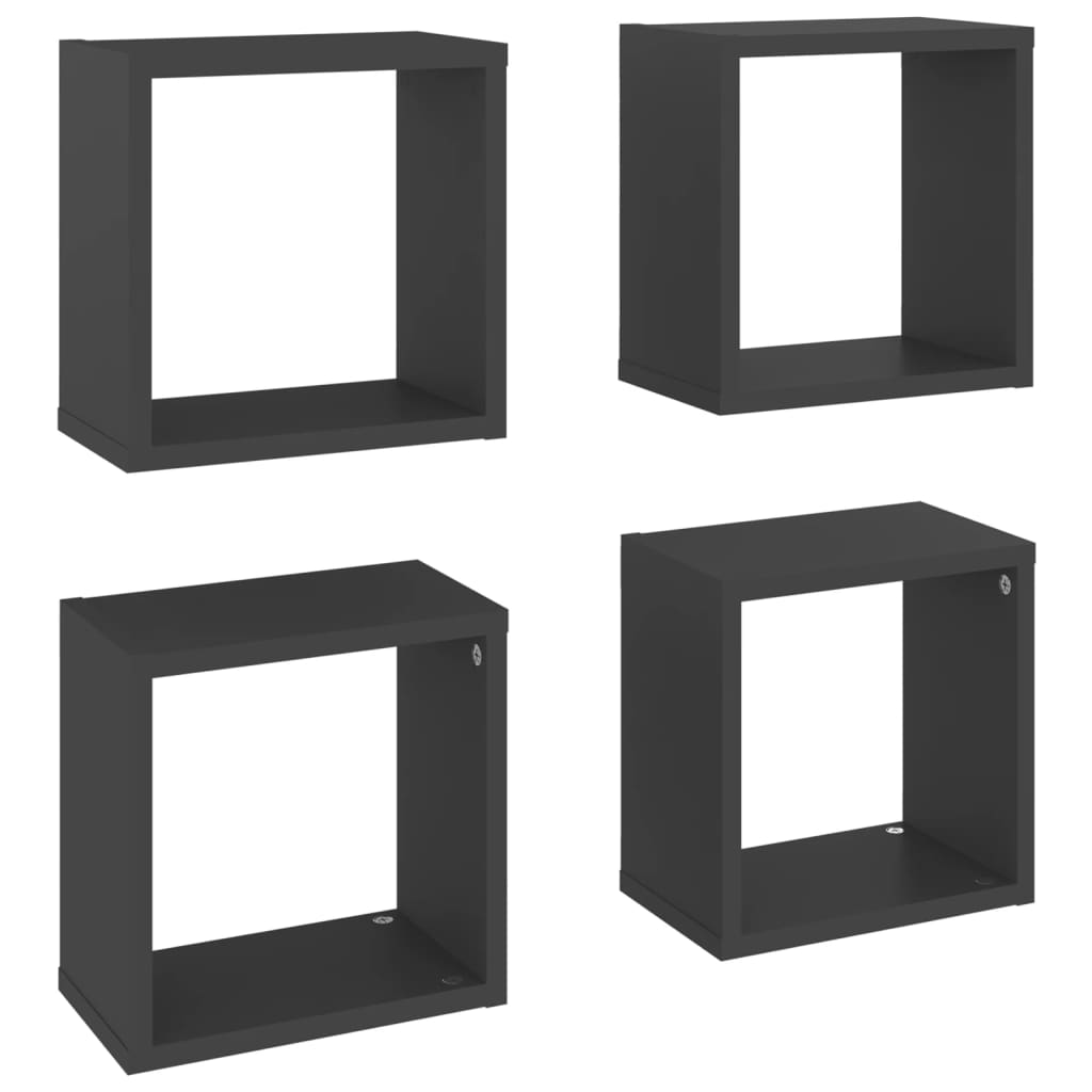 vidaXL Wall Cube Shelves 4 pcs Gray 10.2"x5.9"x10.2"