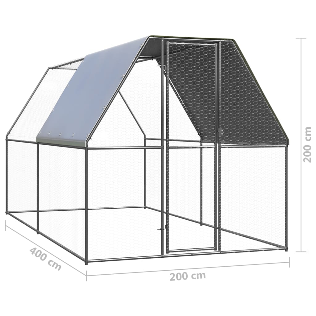 vidaXL Outdoor Chicken Cage 6.6'x13.1'x6.6' Galvanized Steel