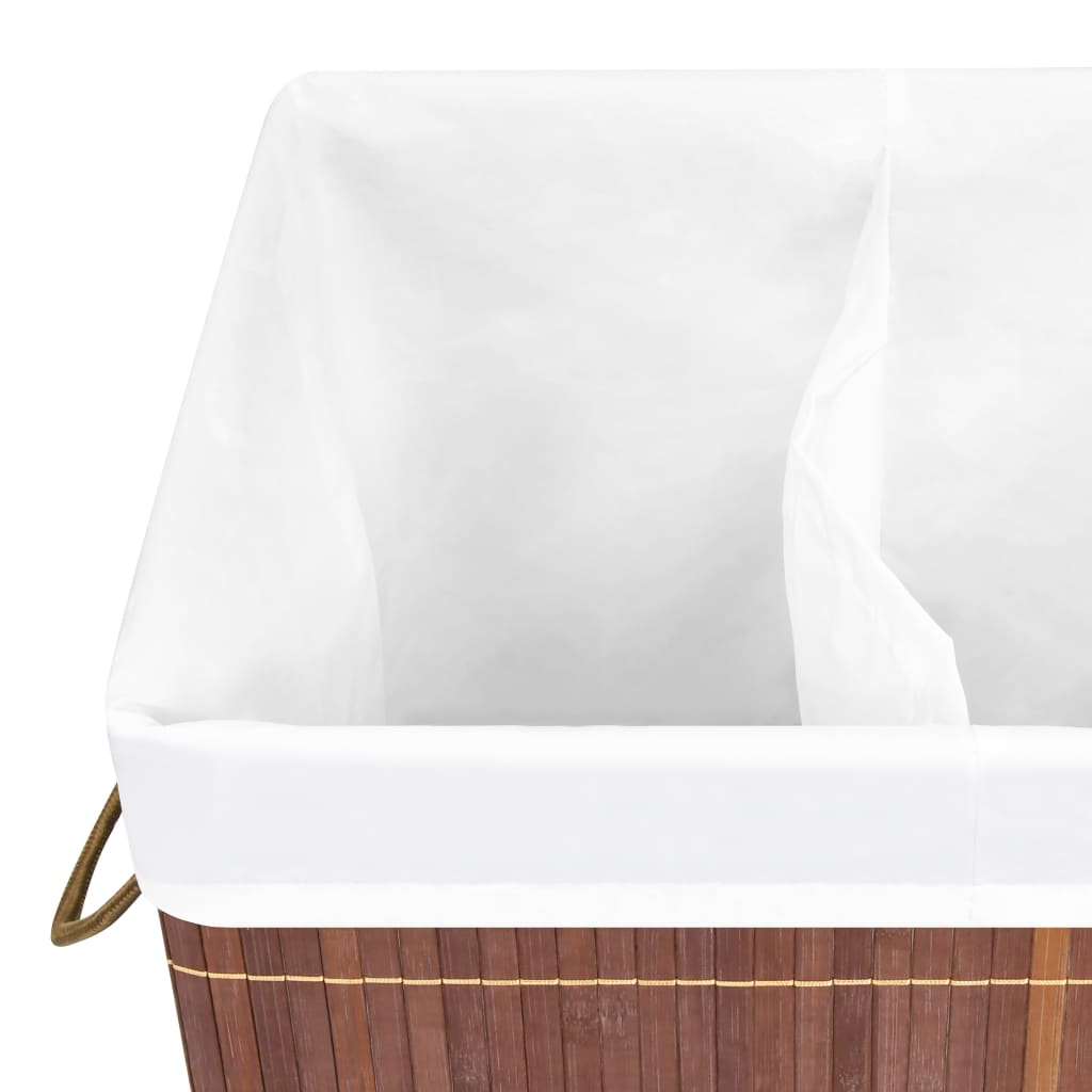vidaXL Bamboo Laundry Basket with 2 Sections Brown 19 gal