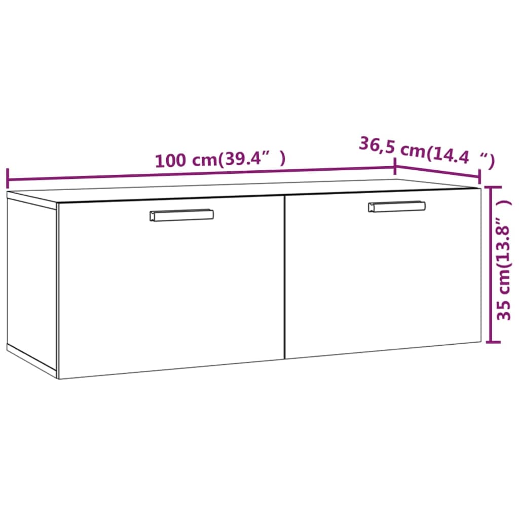 vidaXL Wall Cabinet White 39.4"x14.4"x13.8" Engineered Wood