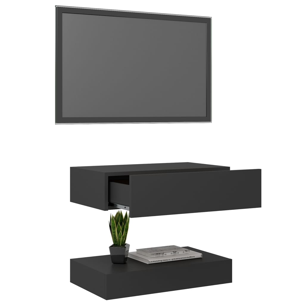 vidaXL TV Cabinet with LED Lights Gray 23.6"x13.8"