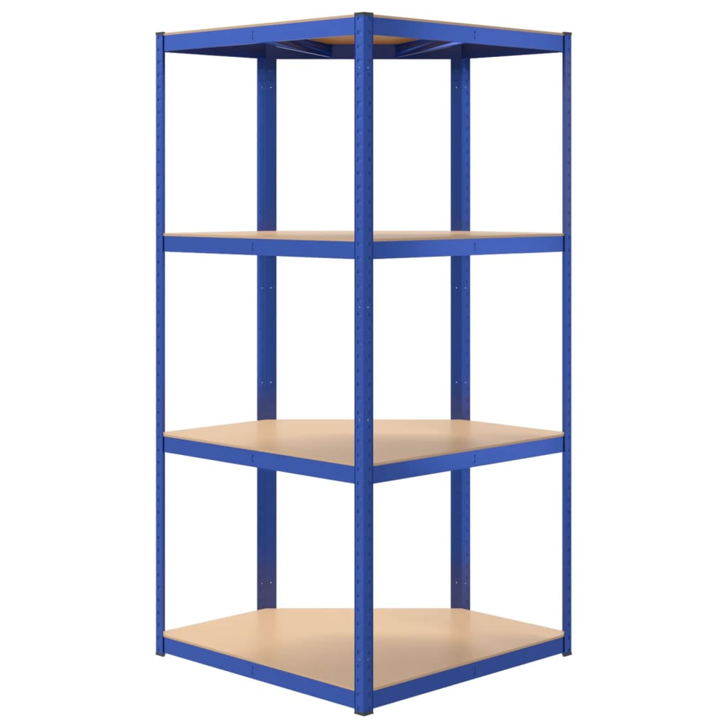 vidaXL 4-Layer Corner Shelf Blue Steel&Engineered Wood