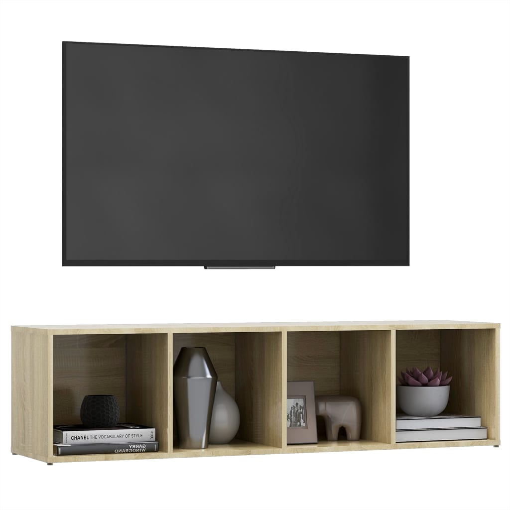 vidaXL TV Stand Sonoma Oak 56.1"x13.8"x14.4" Engineered Wood