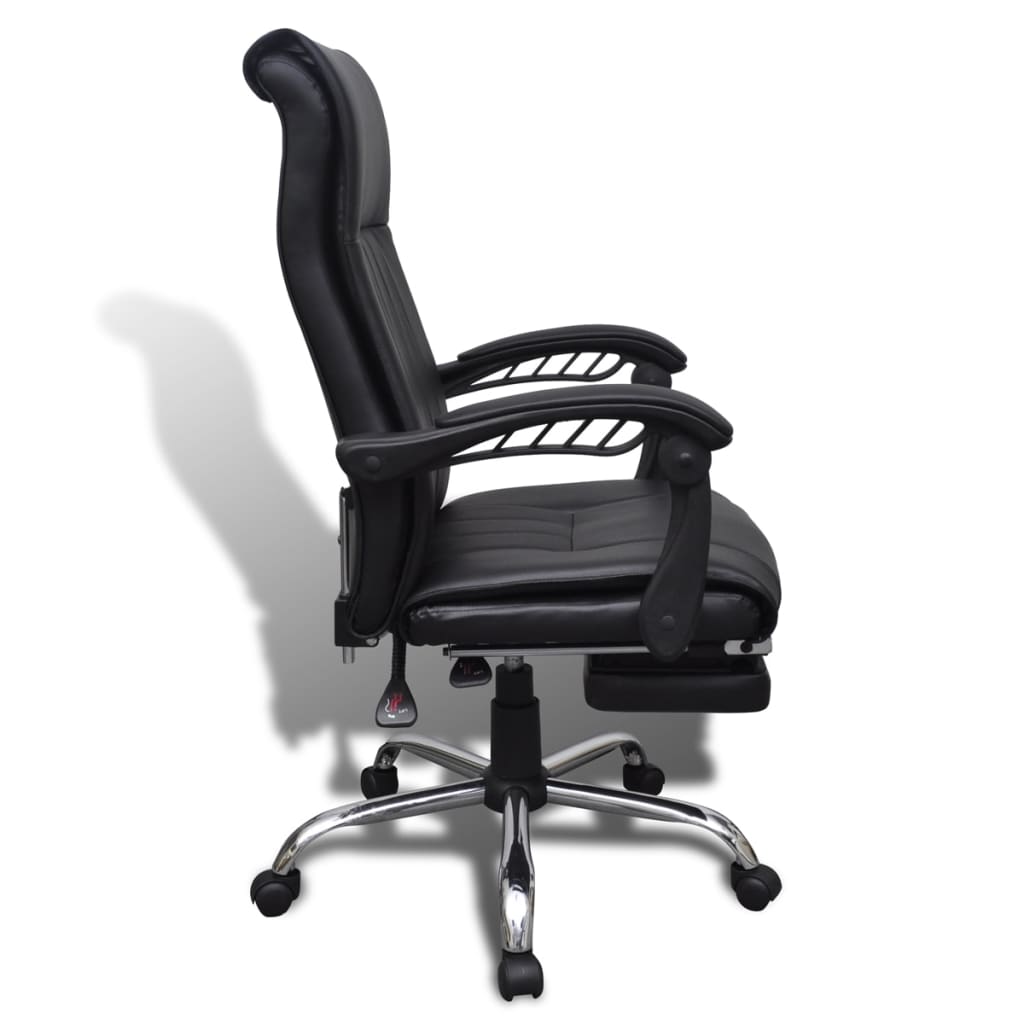 Black Artificial Leather Office Chair with Adjustable Footrest