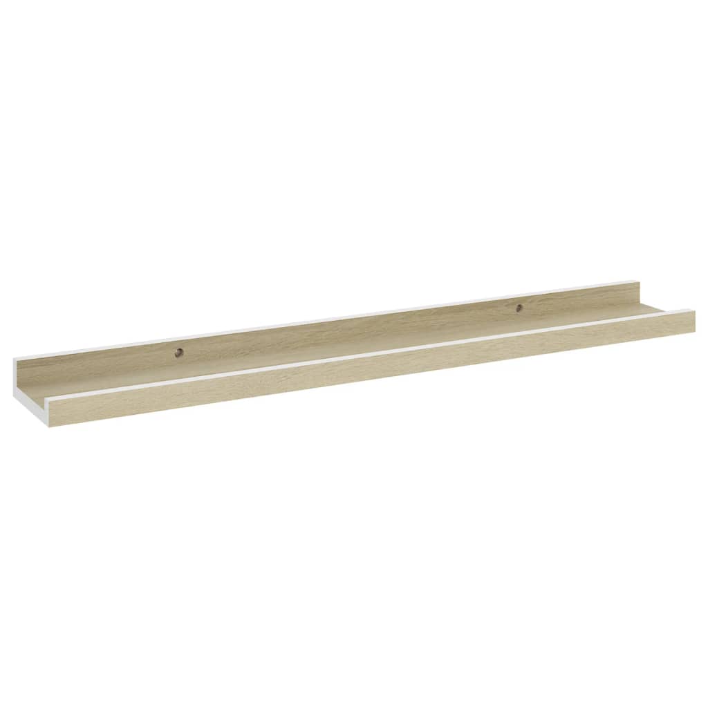 vidaXL Wall Shelves 2 pcs White and Sonoma Oak 23.6"x3.5"x1.2"