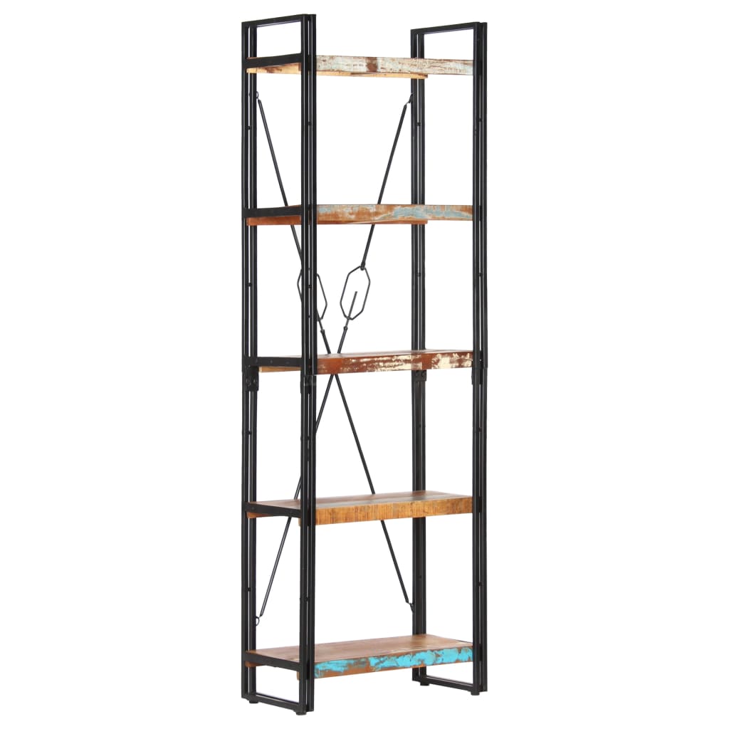 vidaXL 5-Tier Bookcase 23.6"x11.8"x70.9" Solid Reclaimed Wood