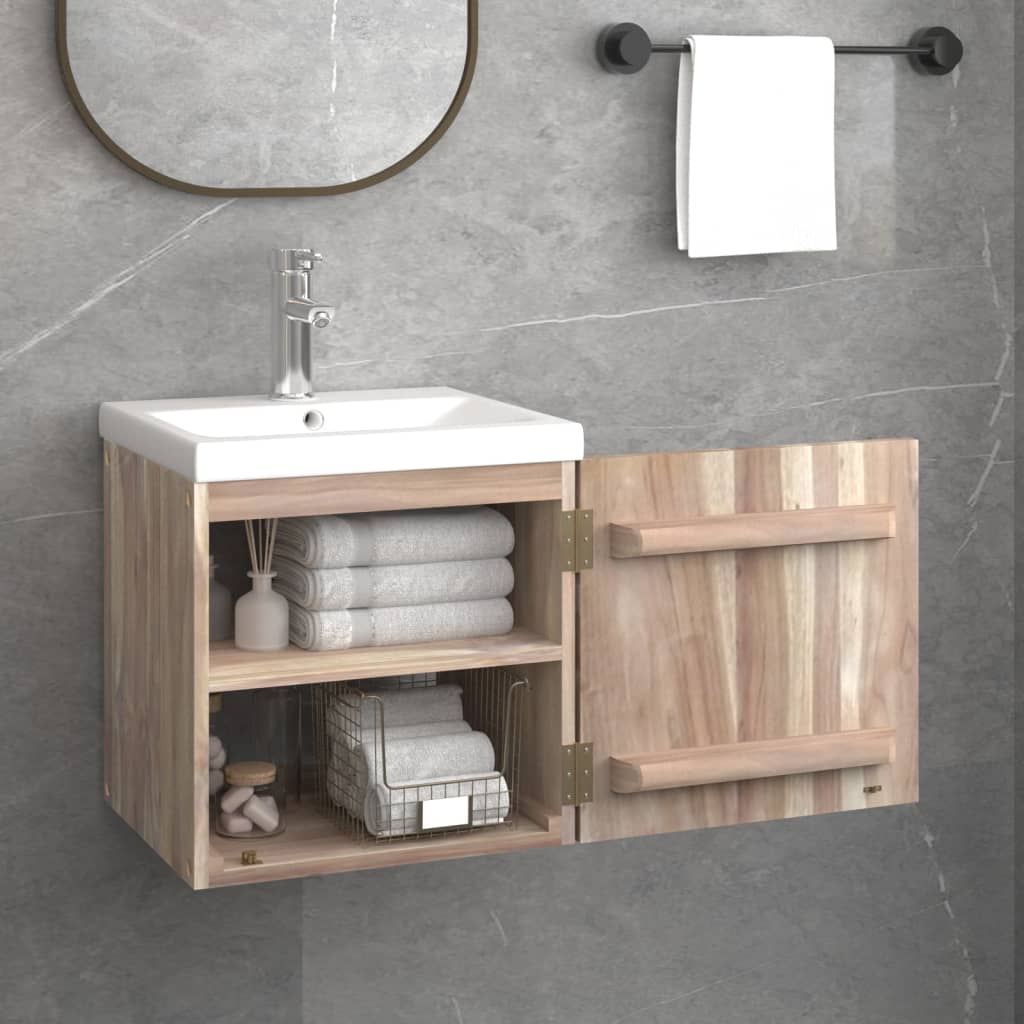 vidaXL Wall-mounted Bathroom Cabinet 16.1"x15"x15.7" Solid Wood Teak