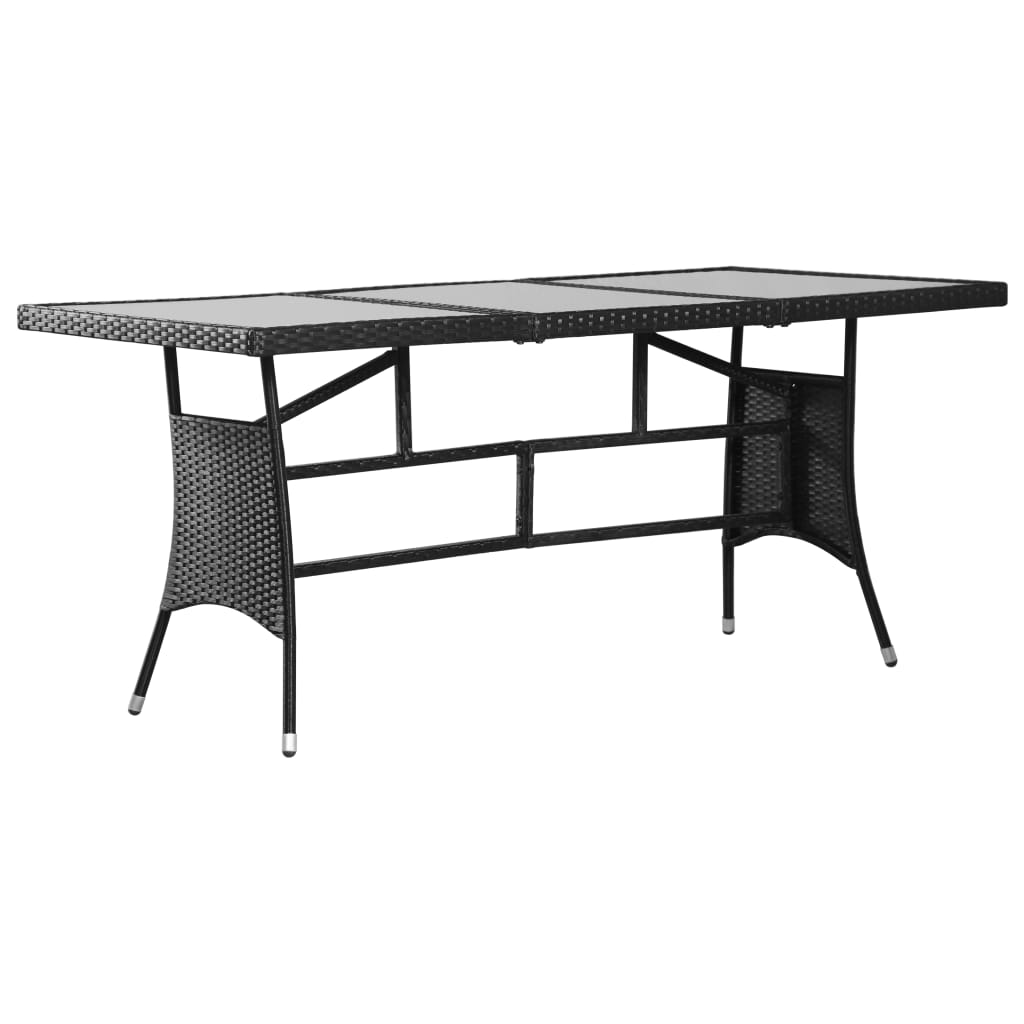 vidaXL Patio Table Black 66.9"x31.5"x29.1" Poly Rattan