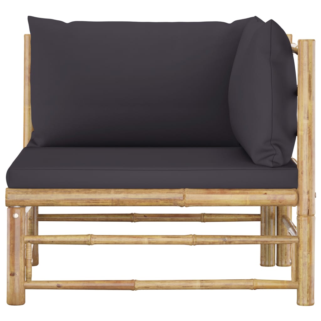 vidaXL 2 Piece Patio Lounge Set with Dark Gray Cushions Bamboo