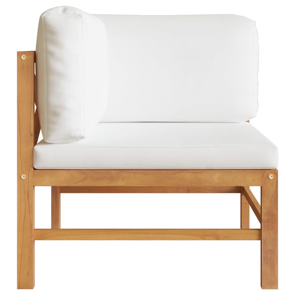 vidaXL Corner Sofa with Cream Cushions Solid Teak Wood