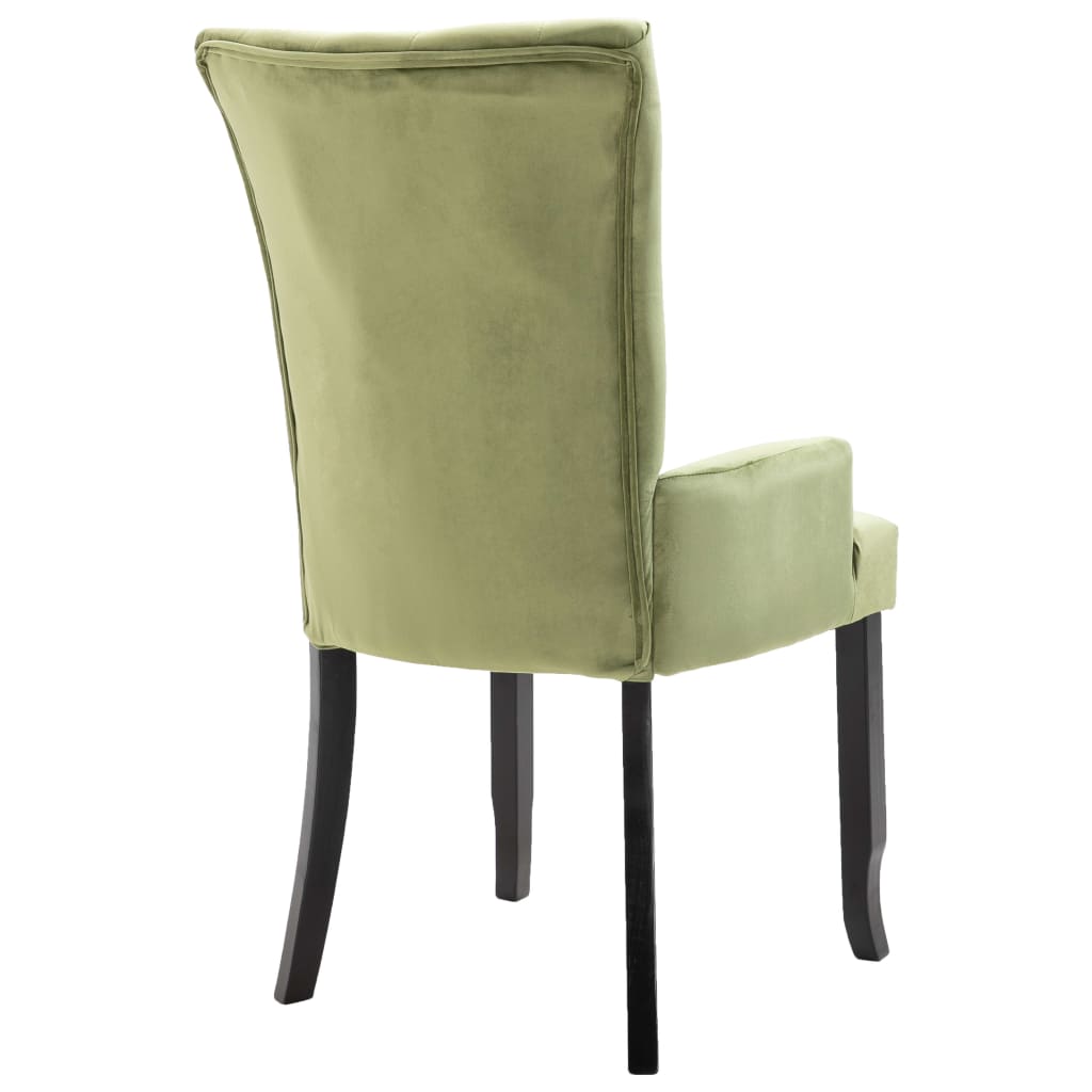 vidaXL Dining Chair with Armrests 2 pcs Light Green Velvet