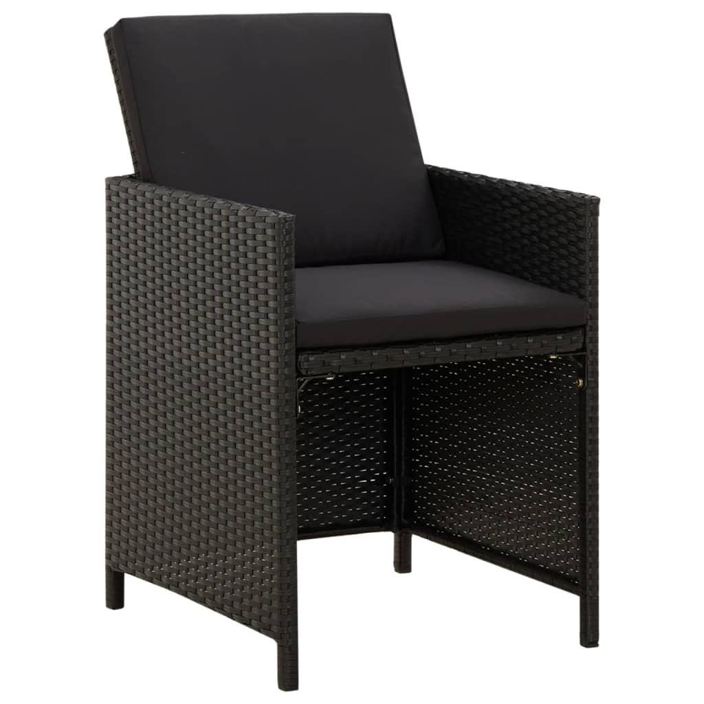 vidaXL Patio Chairs with Cushions 4 pcs Poly Rattan Black