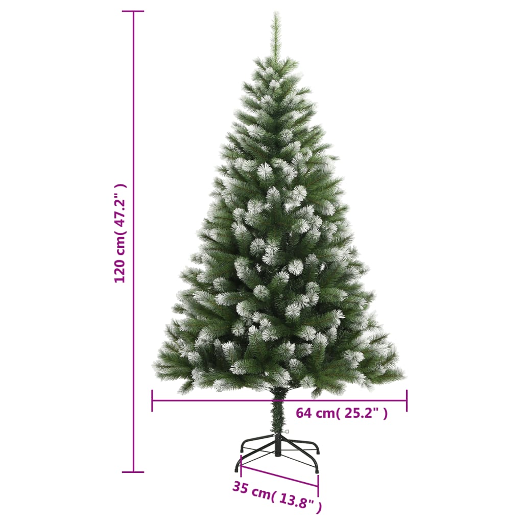 vidaXL Artificial Hinged Christmas Tree with Flocked Snow 70.9"