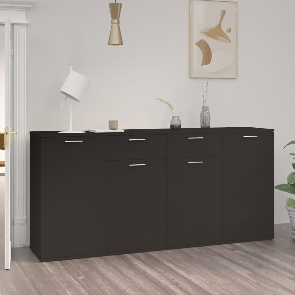 vidaXL Sideboard Black 63"x14.2"x29.5" Engineered Wood